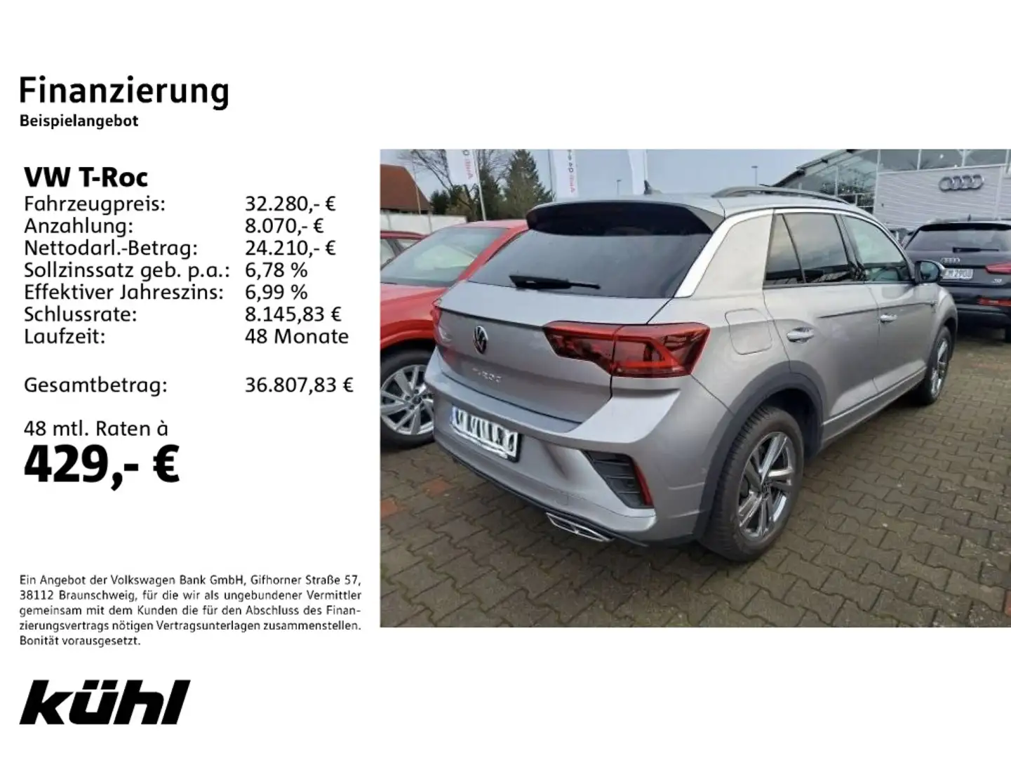 Volkswagen T-Roc 2.0 TDI DSG R line IQ.Light/ACC/Kamera/App Silber - 2