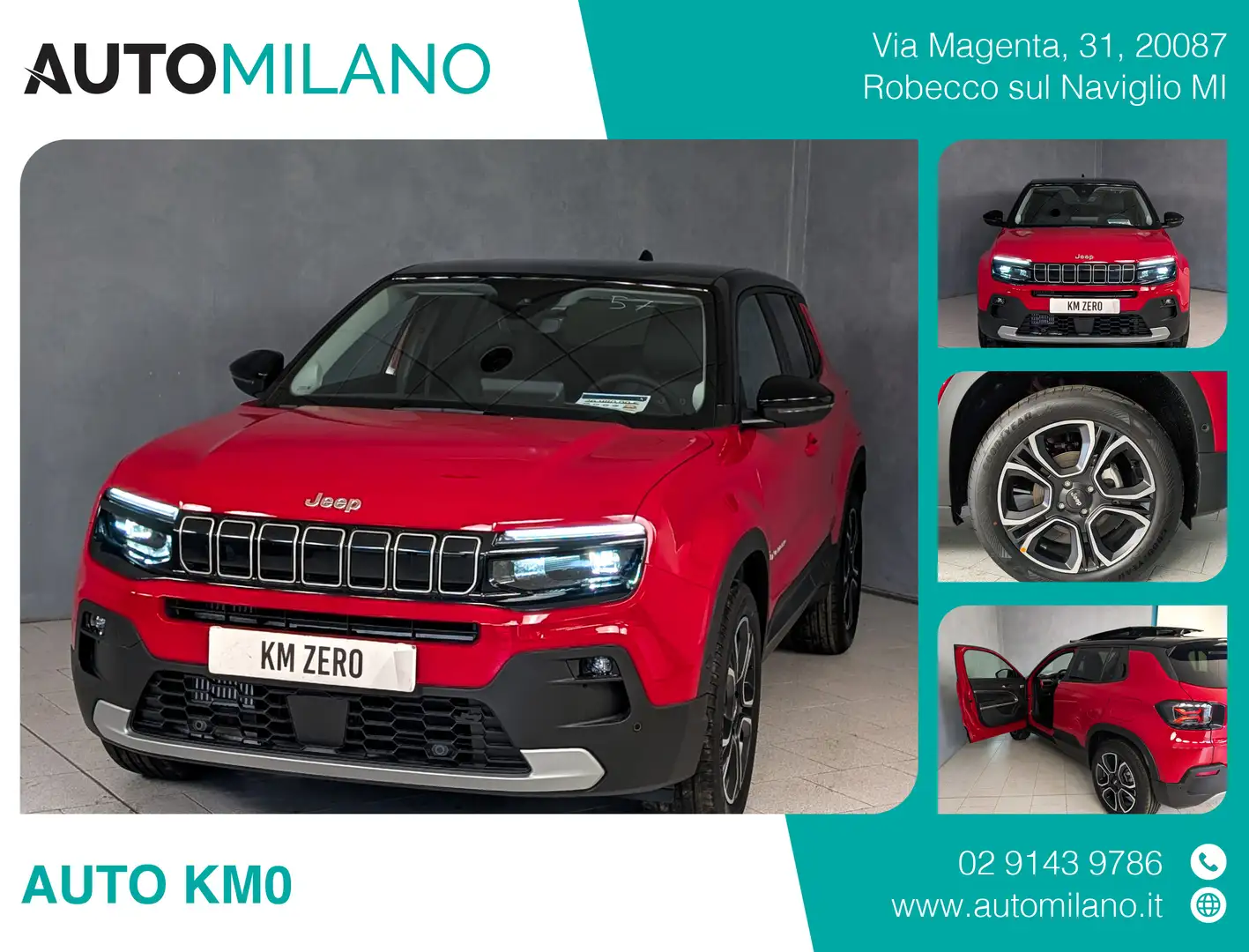 Jeep Avenger 1.2 TURBO 100CV SUMMIT - TETTO PANORAMA Červená - 1