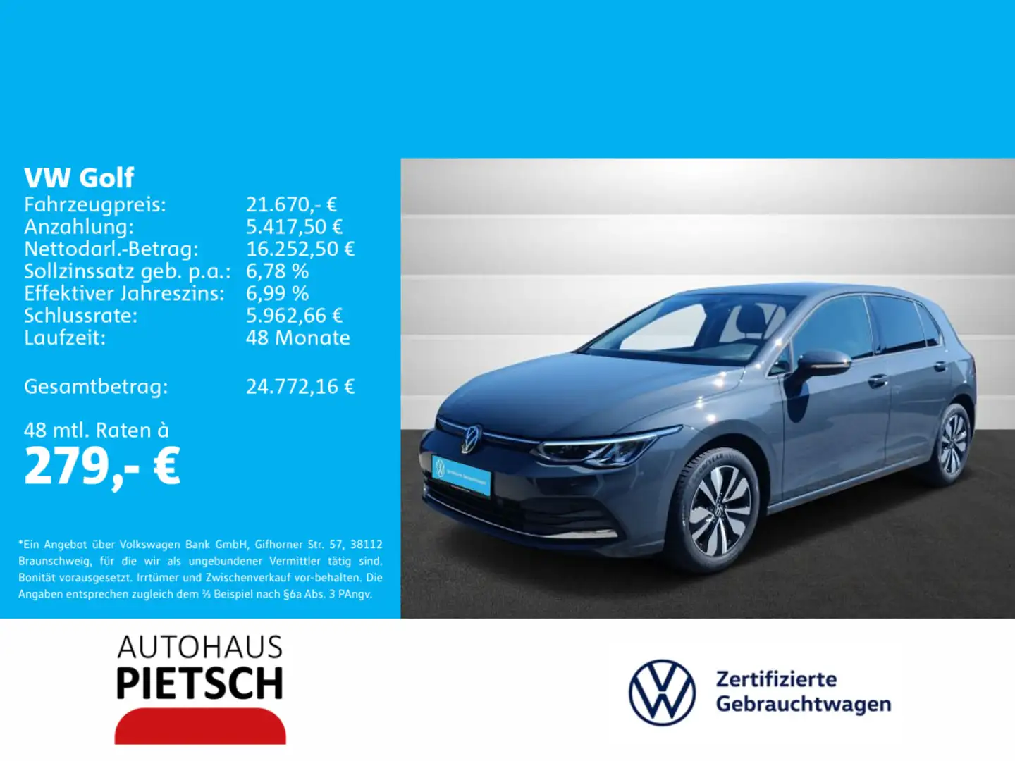 Volkswagen Golf VIII 1.5 TSI Move Navi ACC LED Gris - 1