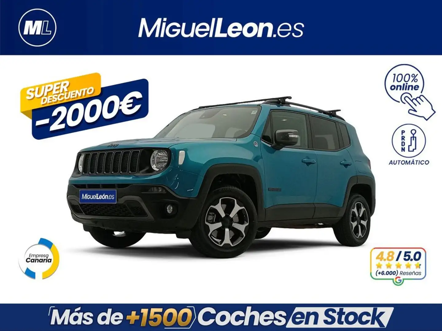 Jeep Renegade 4xe 1.3 PHEV 177 kW(240CV) Trailhawk AT Bleu - 1