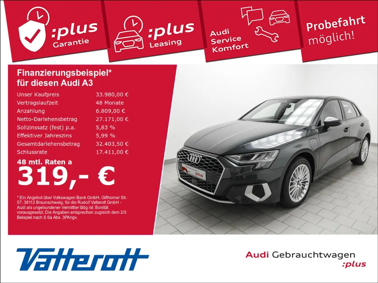 Audi A3 Sportback 40 TFSI e advanced Navi Kamera ACC LED Grau - 1