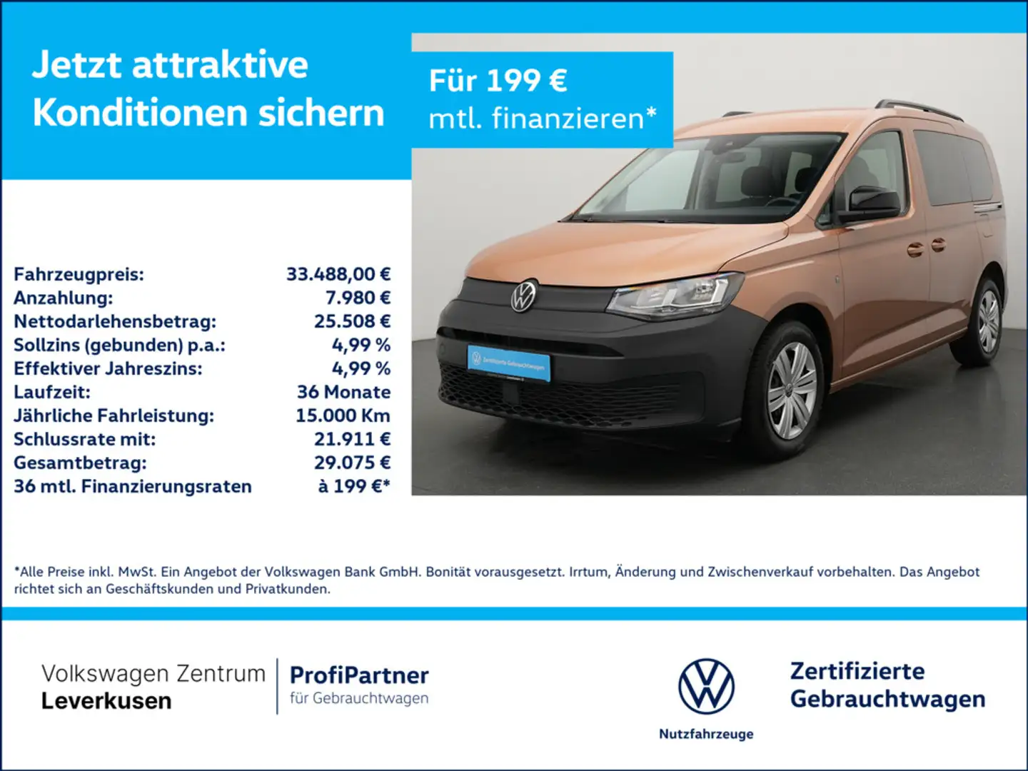 Volkswagen Caddy Kombi DSG KAM AHK VIRT STANDHZ PORT NAV Bronze - 1