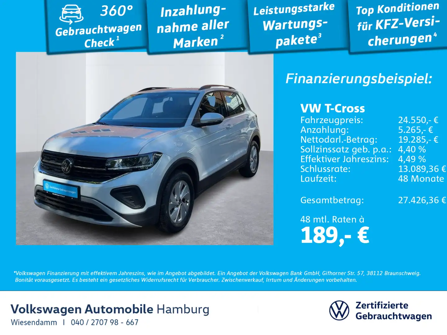 Volkswagen T-Cross 1.0 TSI Life ACC/NAVI/SITZHZG./LED Weiß - 1