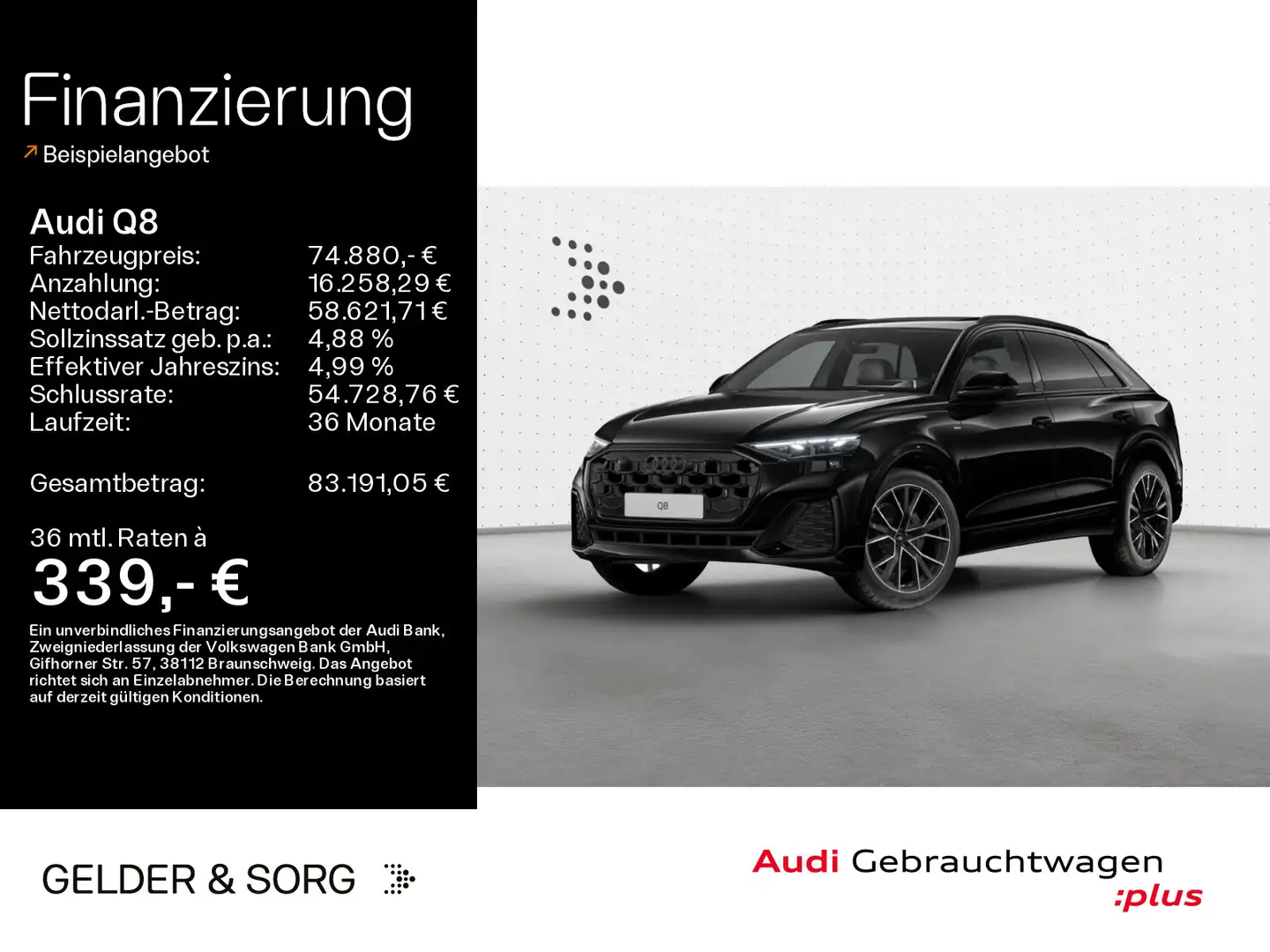 Audi Q8 SUV 50 TDI qu. S line Air*AHK*HuD*Pano*360°* Schwarz - 1