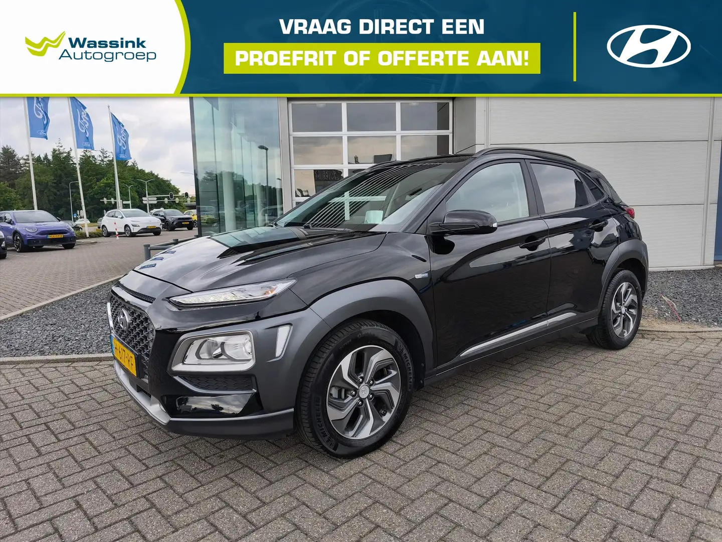 Hyundai KONA GDI 141pk HEV 2WD Automaat Fashion | Apple Carplay Zwart - 1