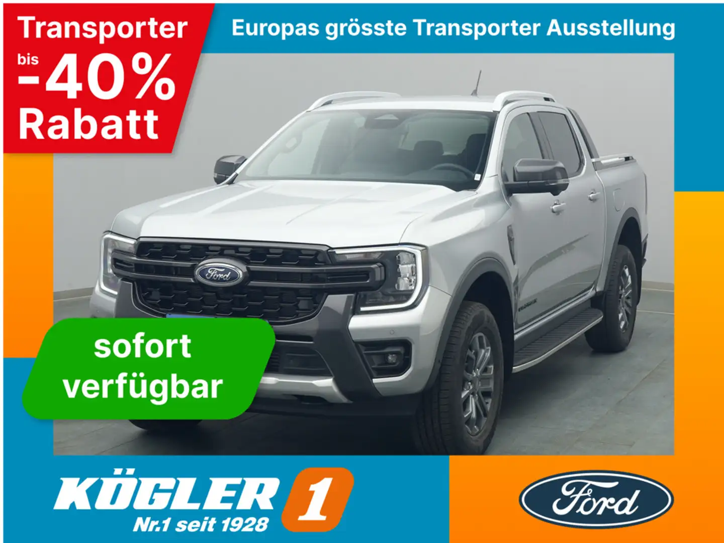 Ford Ranger DoKa Wildtrak 205PS Aut./e-Rollo -26%* Zilver - 1