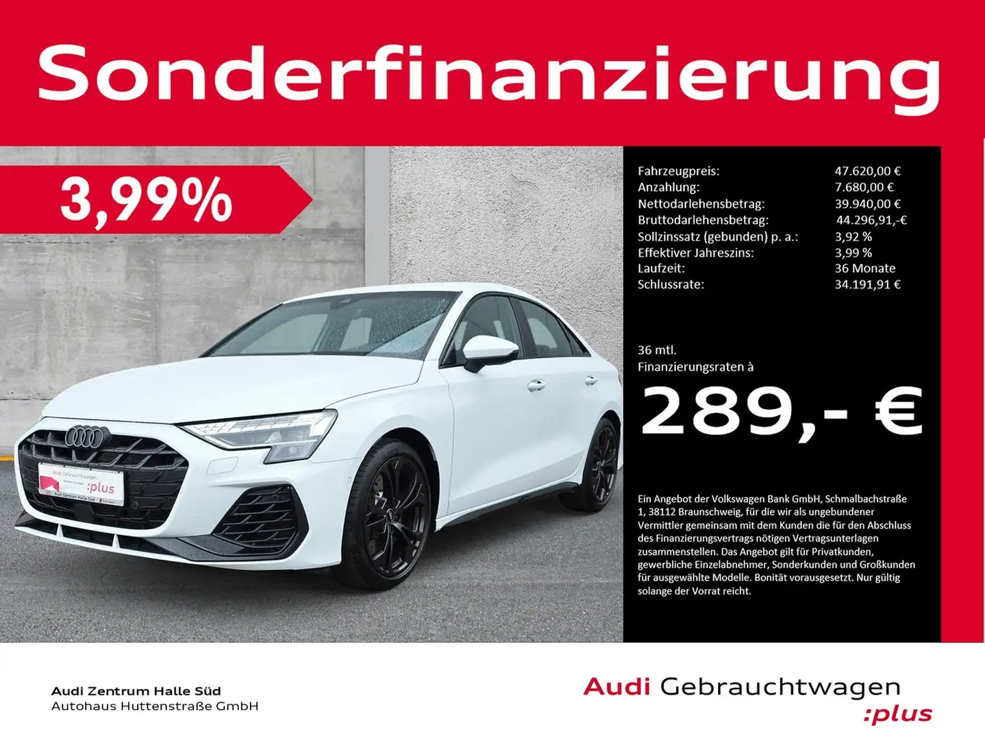 Audi S3 Limousine TFSI qu LEDER VIRTUAL+ NAVI Weiß - 1