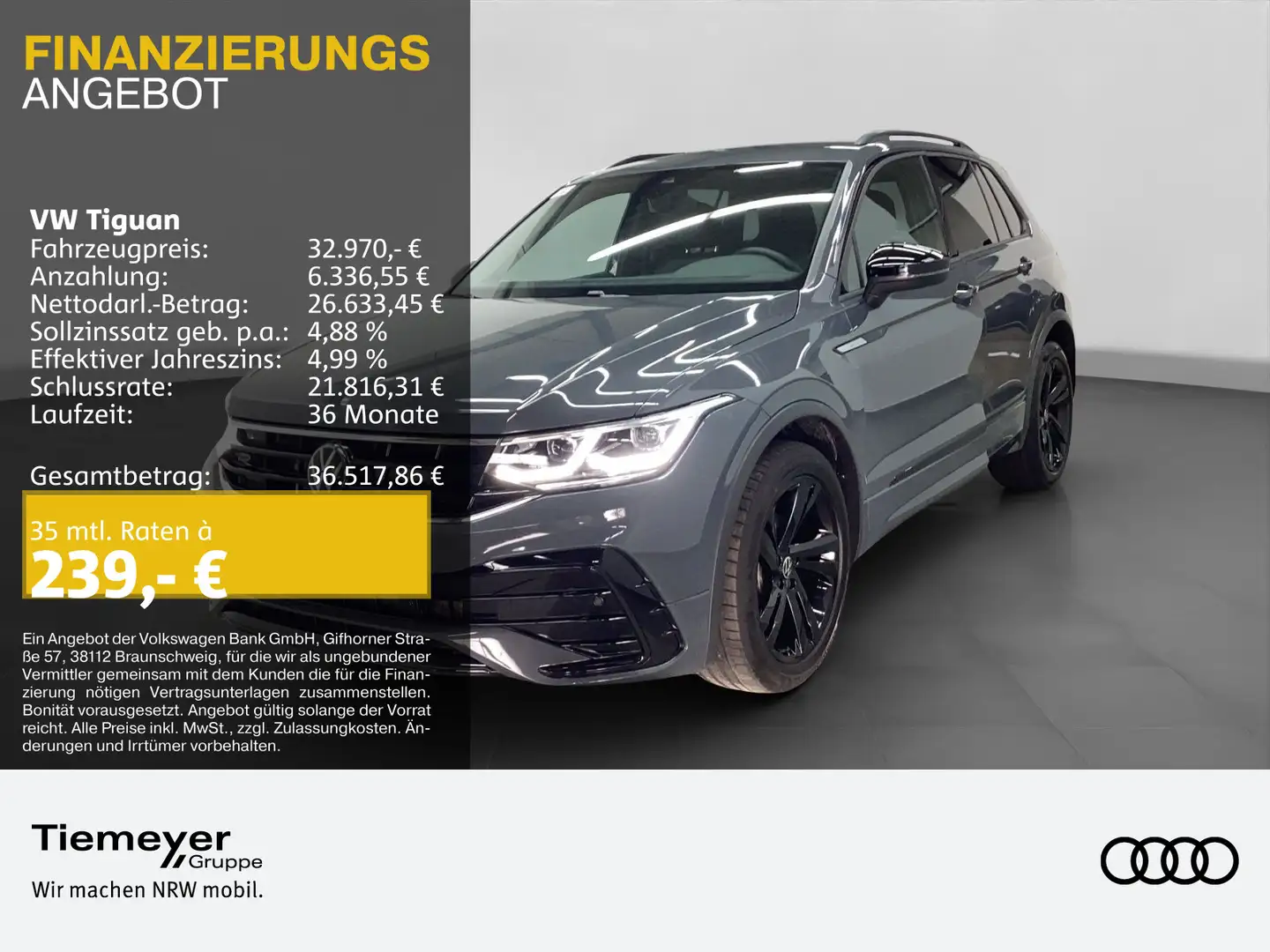 Volkswagen Tiguan 2.0 TDI DSG R-LINE BLACK STYLE LM19 AHK Grau - 1