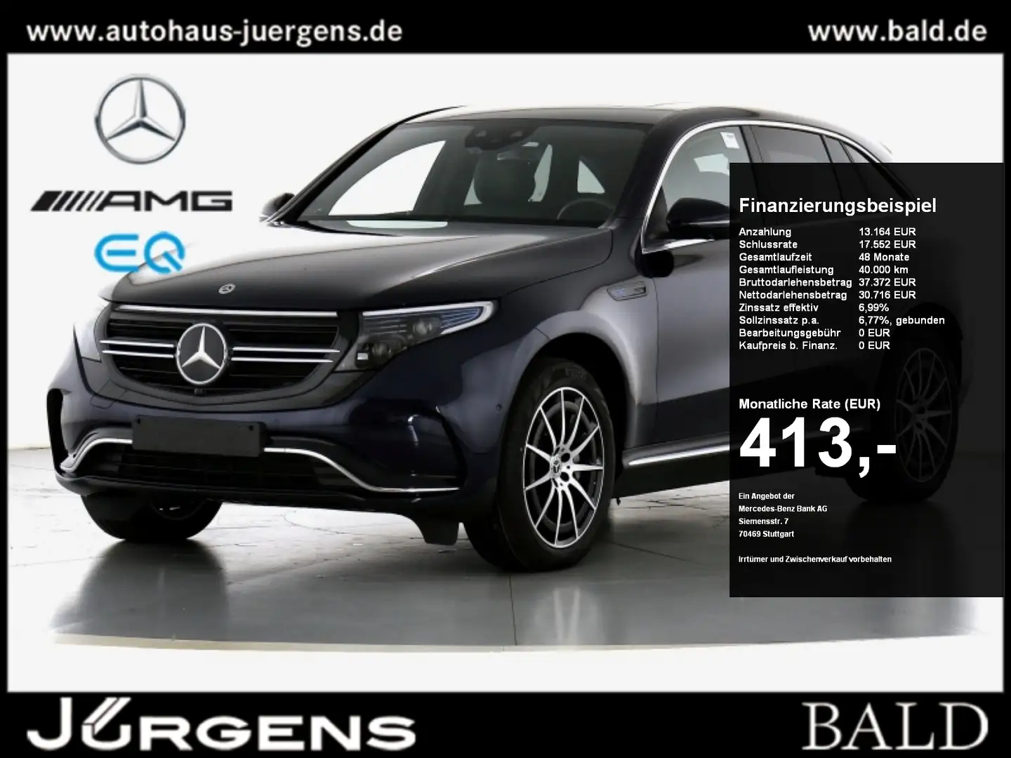 Mercedes-Benz EQC 400 4M AMG-Sport/ILS/SHD/Distr/Memo/360/20' Modrá - 1