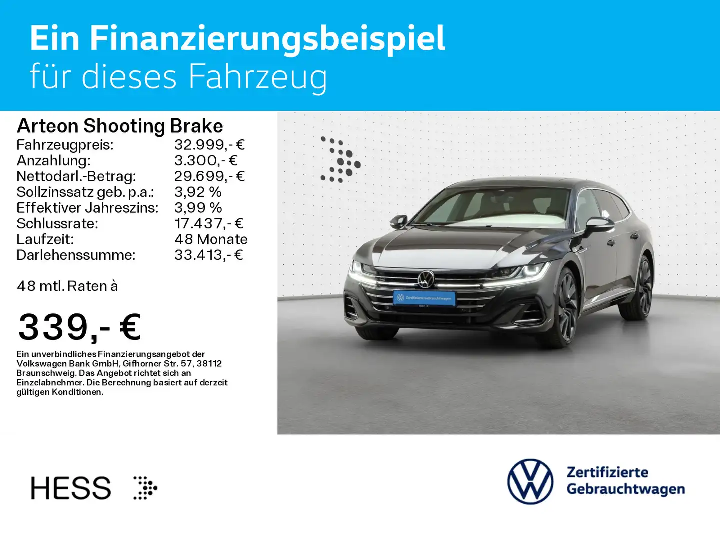 Volkswagen Arteon 2.0 TDI DSG R-LINE*PANO*AH Grau - 2