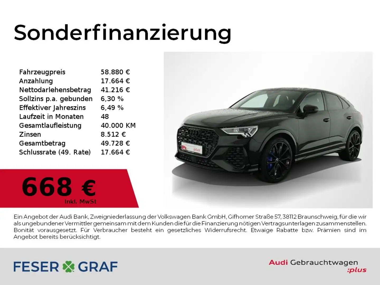 Audi RS Q3 Sportback Keramik,Pano,280km/h,RS-Sportabgas Schwarz - 1