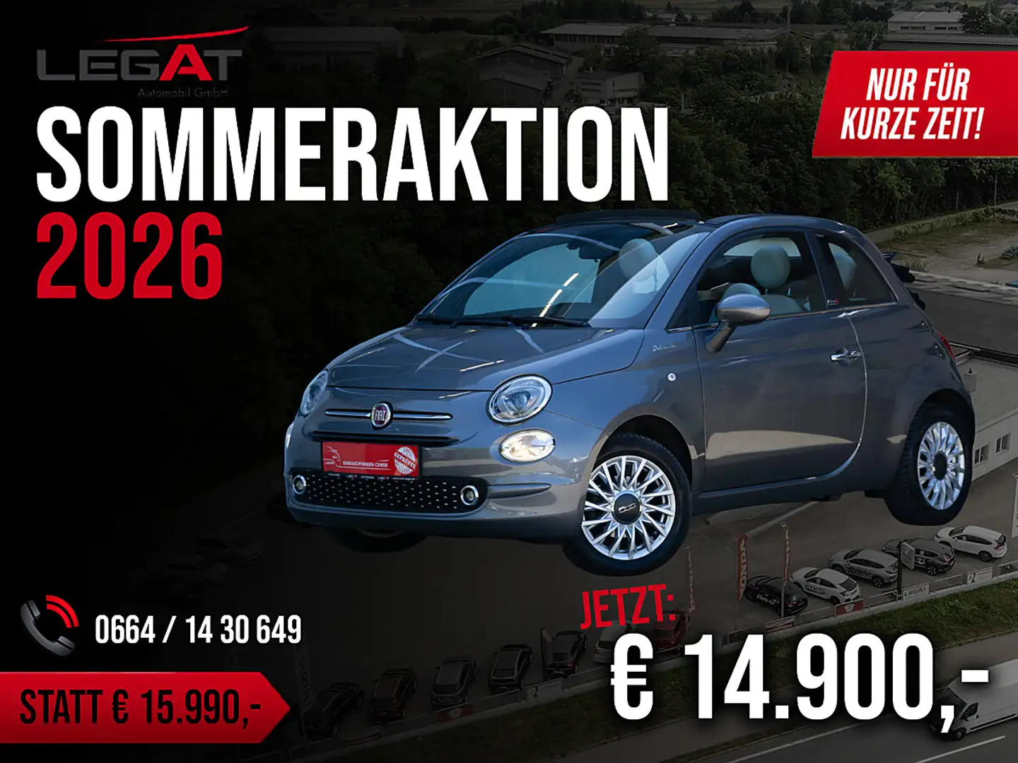 Fiat 500C FireFly Hybrid 70 Dolcevita *CABRIO* Grau - 1