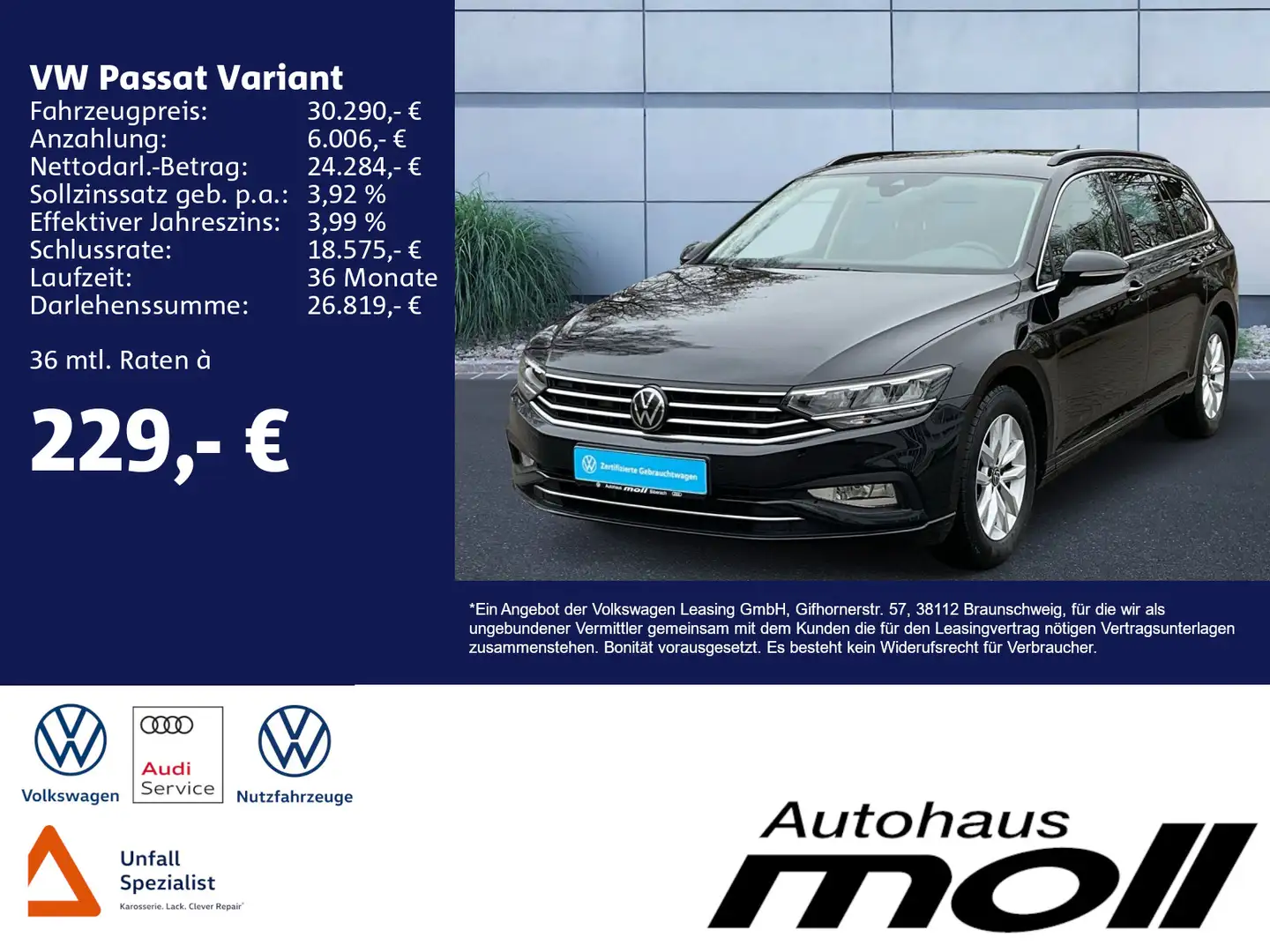 Volkswagen Passat Variant Business 1.5 TSI DSG AHK Navi Schwarz - 2