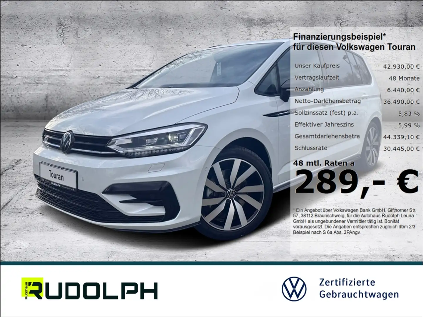 Volkswagen Touran Highline 1.5 TSI 7-Gang- DSG LED Navi AHK SHZ PDC Weiß - 1