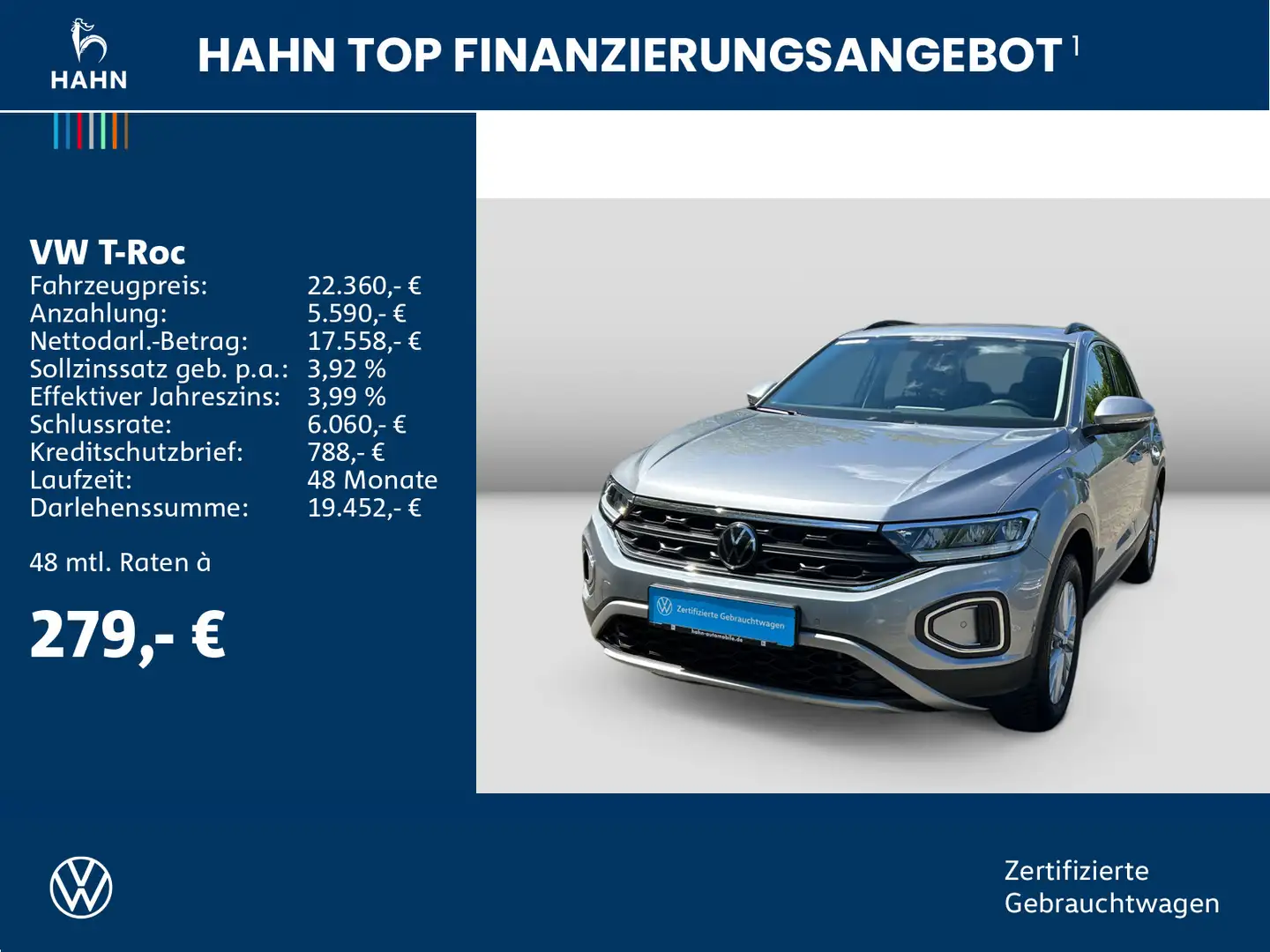 Volkswagen T-Roc Life 1.0TSI LED Kamera Navigation App Klim Argent - 2