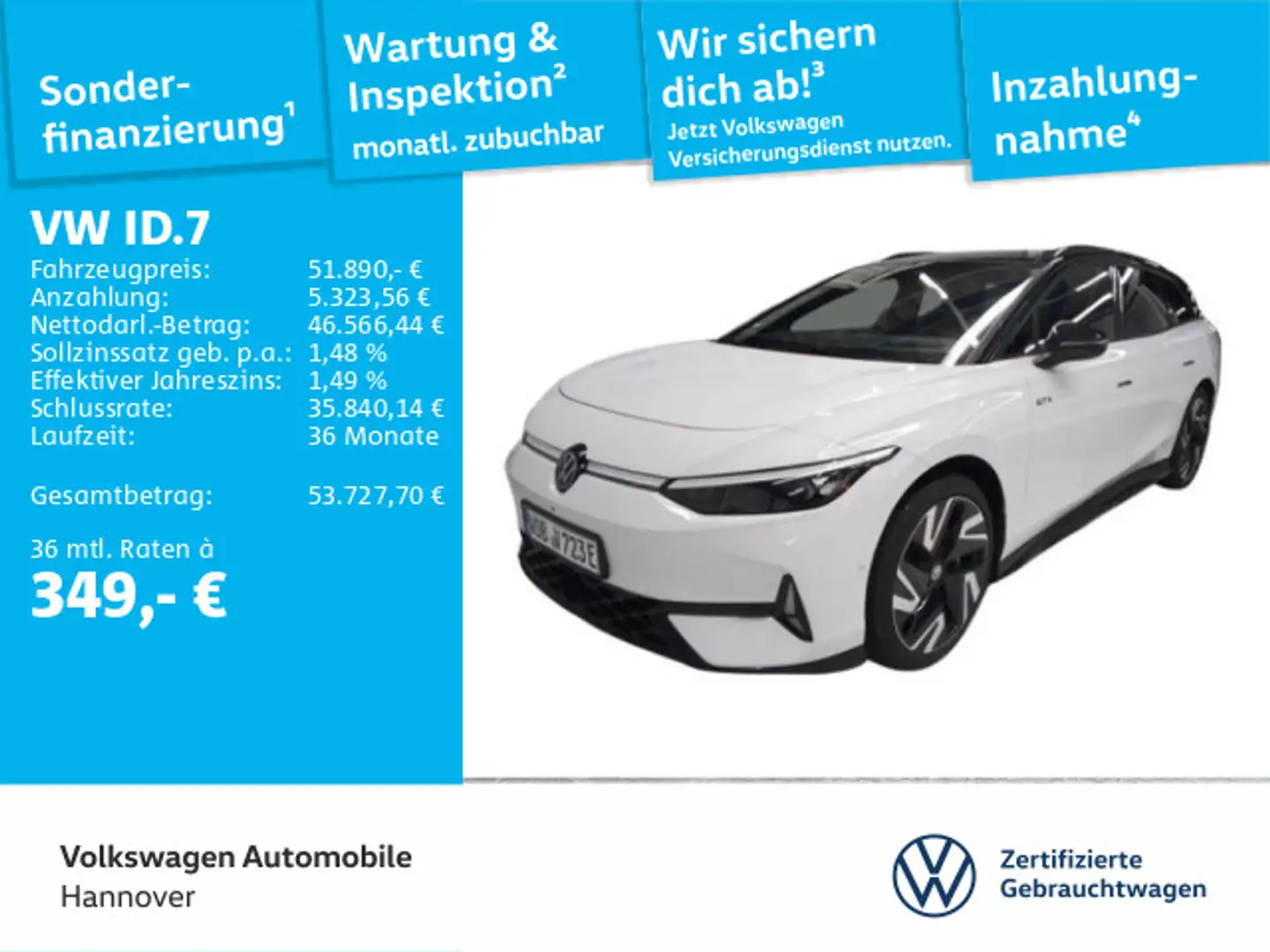 Volkswagen ID.7 Tourer GTX 4-Motion Navi AHK LED Pano Kamer Blanc - 1