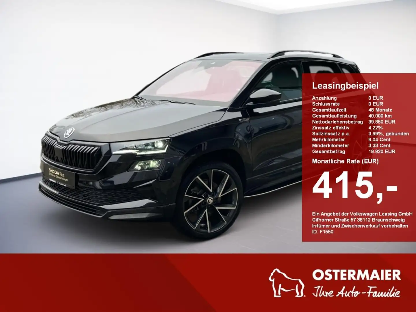 Skoda Karoq SPORTLINE 2.0TSI MATRIX.360°.PANO.DCC.NAV.4xSHZG.T Schwarz - 1
