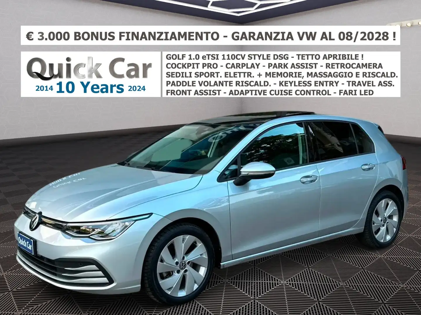 Volkswagen Golf 1.0 STYLE CARPLAY,TETTO,GARANZIA 08/28,KM 6.673 ! Argent - 1