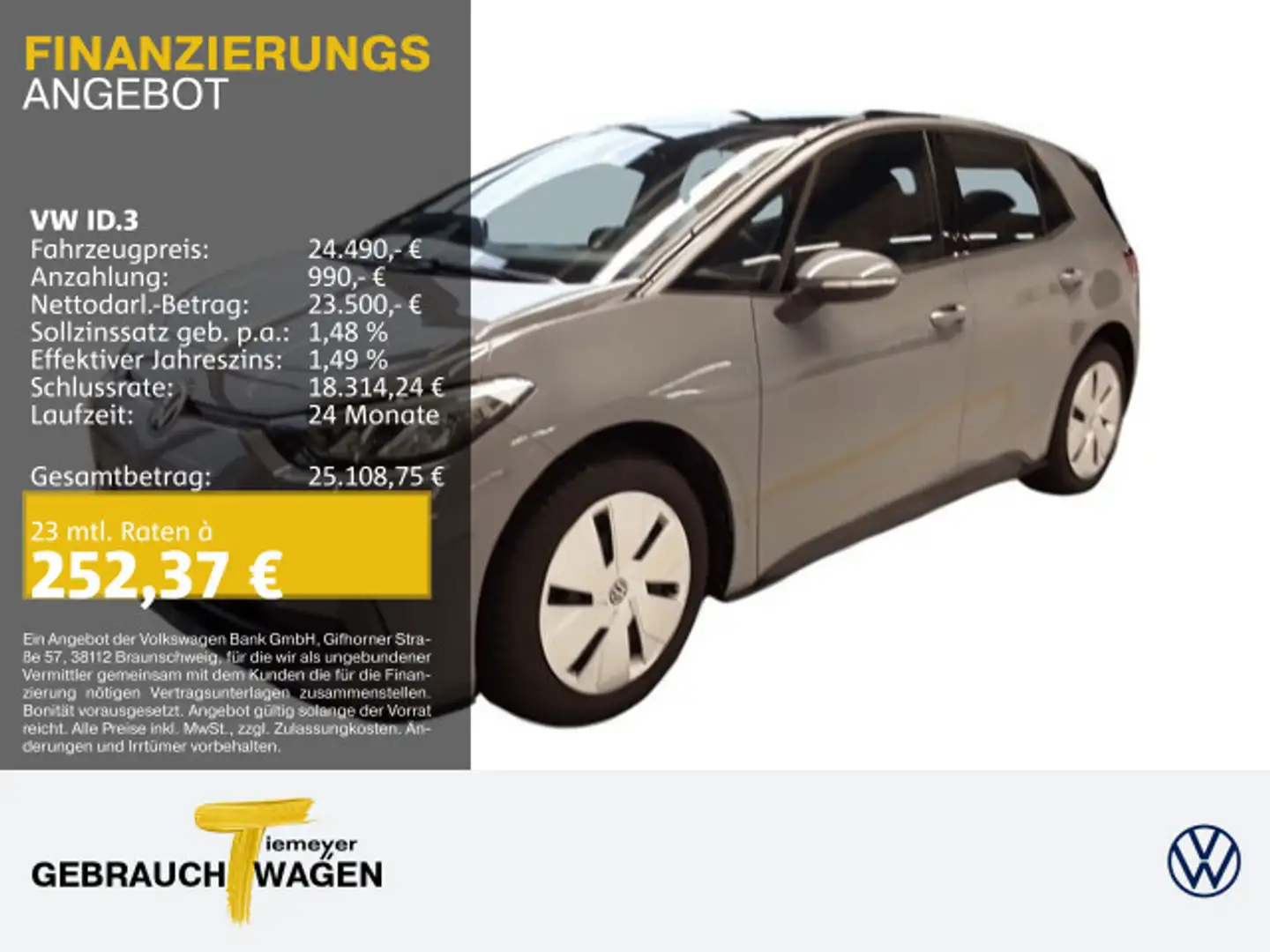 Volkswagen ID.3 PRO PDC+ CLIMATRONIC DAB+ LED Grau - 1