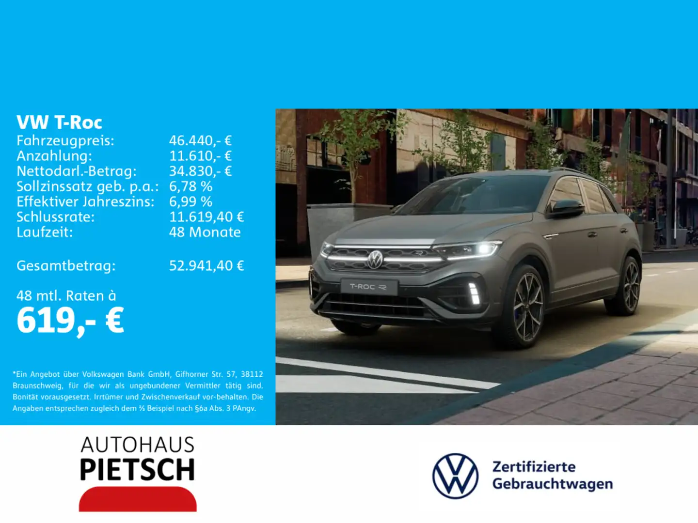 Volkswagen T-Roc R 2.0 TSI 4Motion DSG Grau - 1