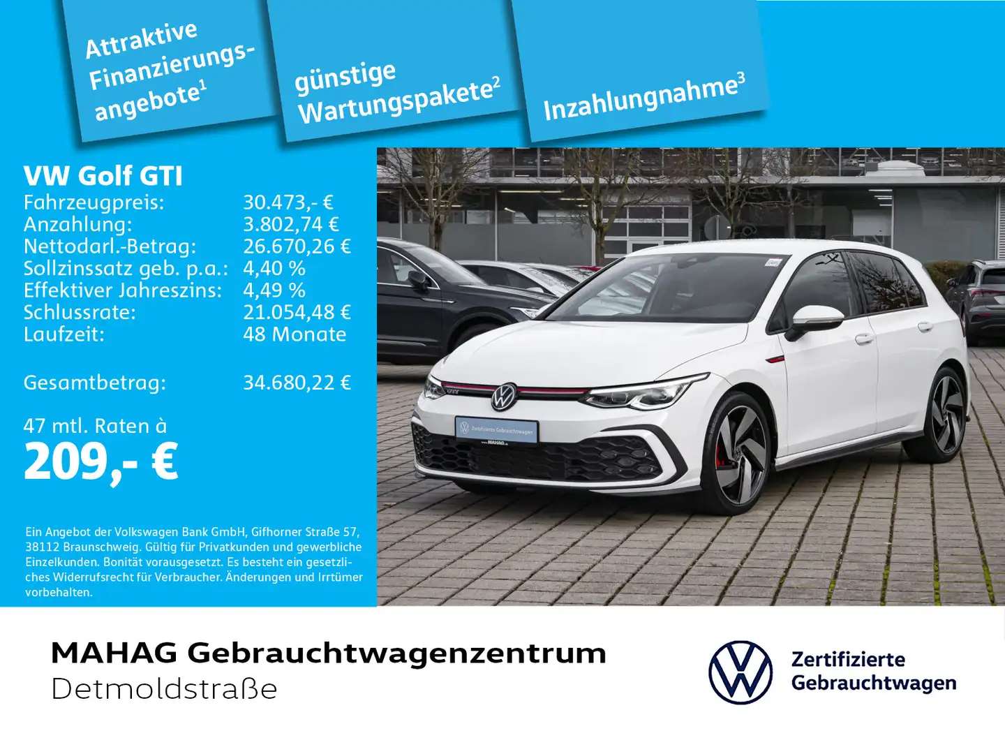 Volkswagen Golf GTI Golf VIII GTI 2.0 TSI Navi LEDN Kamera DSG Weiß - 1