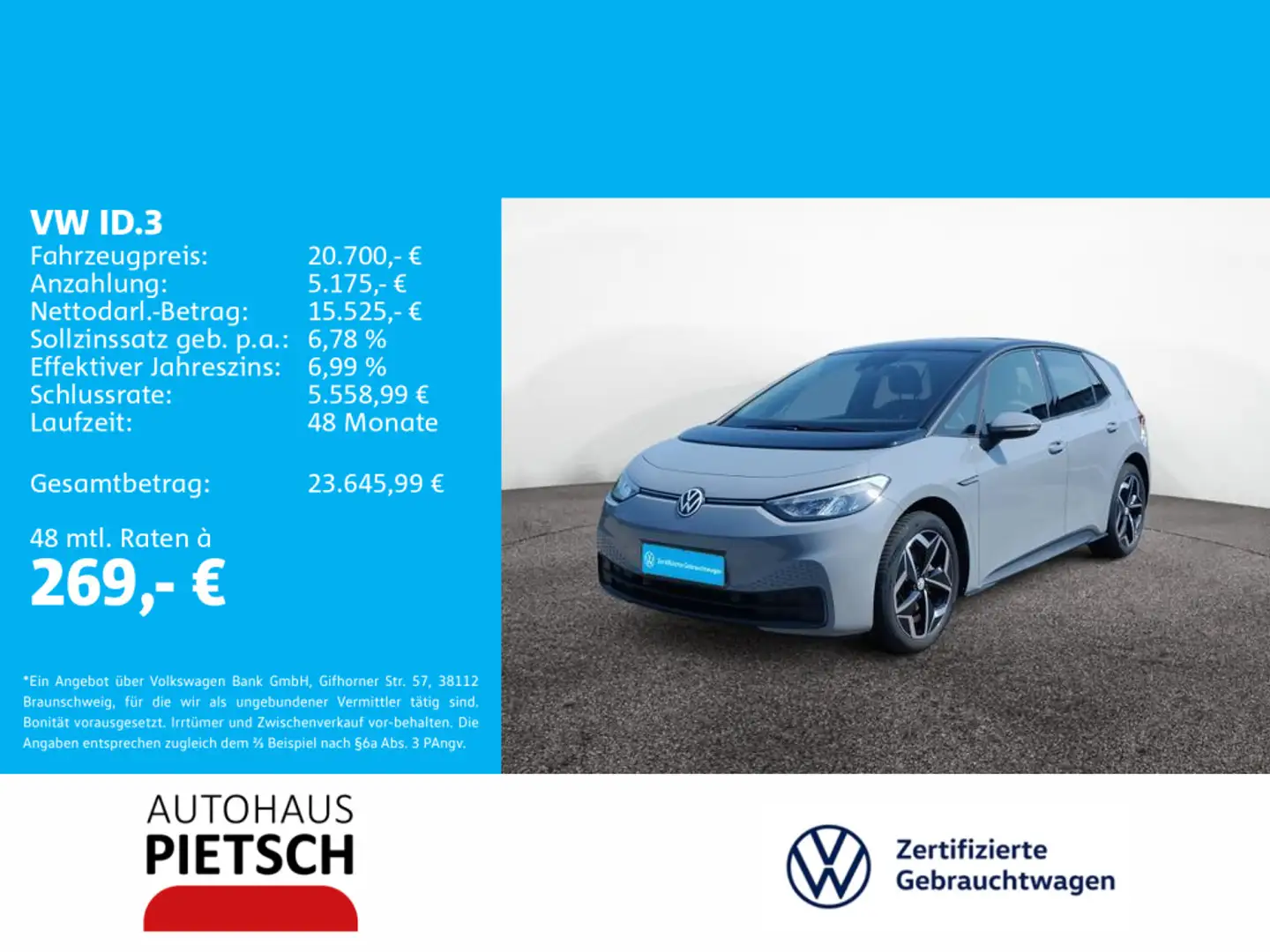 Volkswagen ID.3 Pure Performance 45kWh Komfort ACC Sitzhzg. Grau - 1
