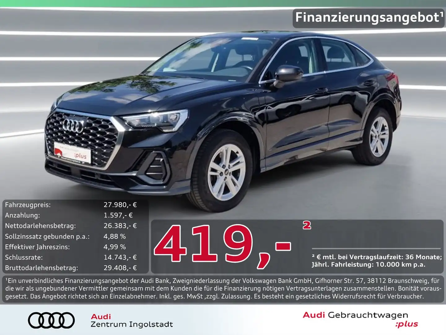 Audi Q3 Sportback 45 TFSI e S tronic NAVI GRA virtual+ Schwarz - 1