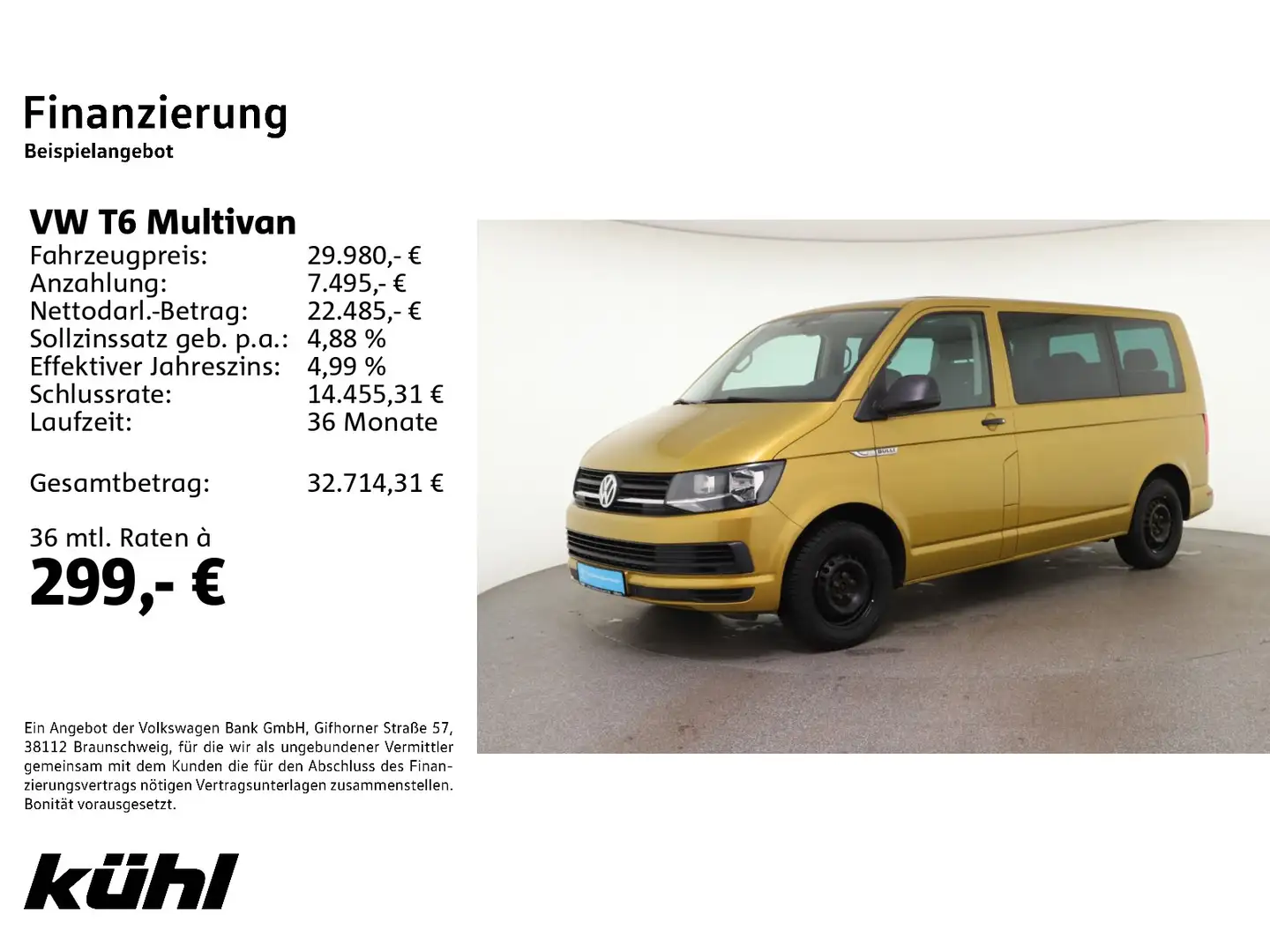 Volkswagen T6 Multivan 2.0 TDI Trendline Navi/ParkPilot/2 D Galben - 2