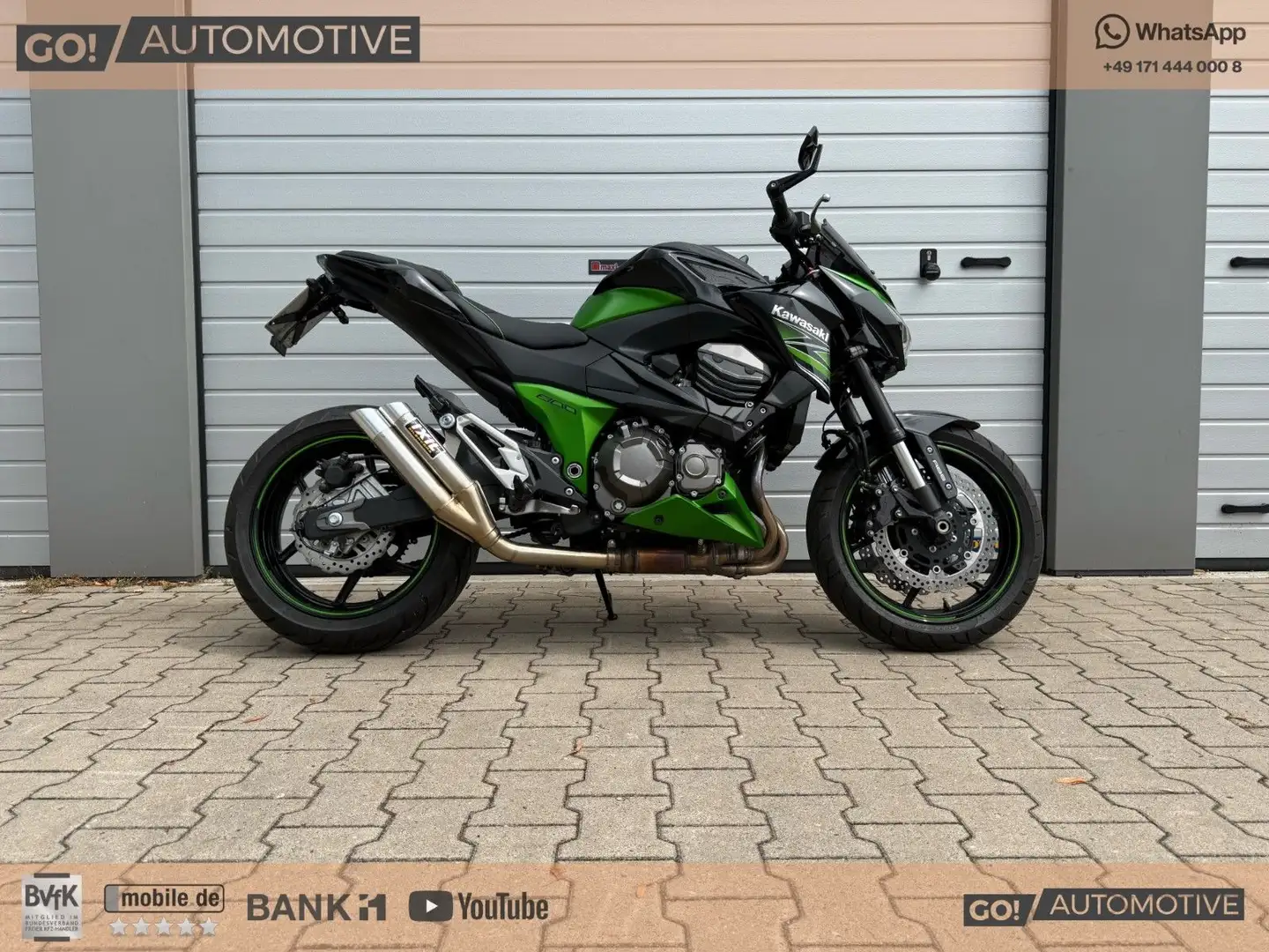 Kawasaki Z 800 1. Hand, 6.700 KM, IXIL Slip-On, ABS, TOP! Verde - 1