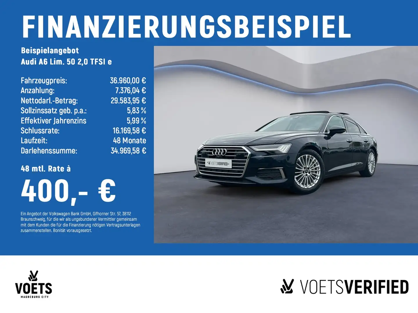 Audi A6 Lim. 50 2,0 TFSI e quattro S tronic design DSG+... Blauw - 2