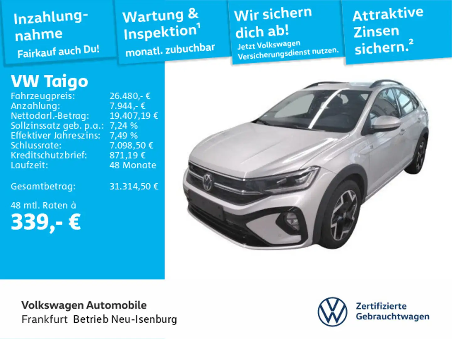 Volkswagen Taigo 1.0 TSI DSG R-Line Navi IQ.LIGHT - LED-Mat Silber - 1