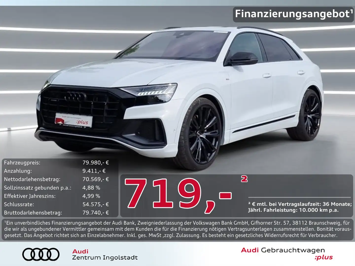 Audi Q8 50 TDI qu 3x S line HD-MATRIX Pano S-Sitz 23" Grau - 1