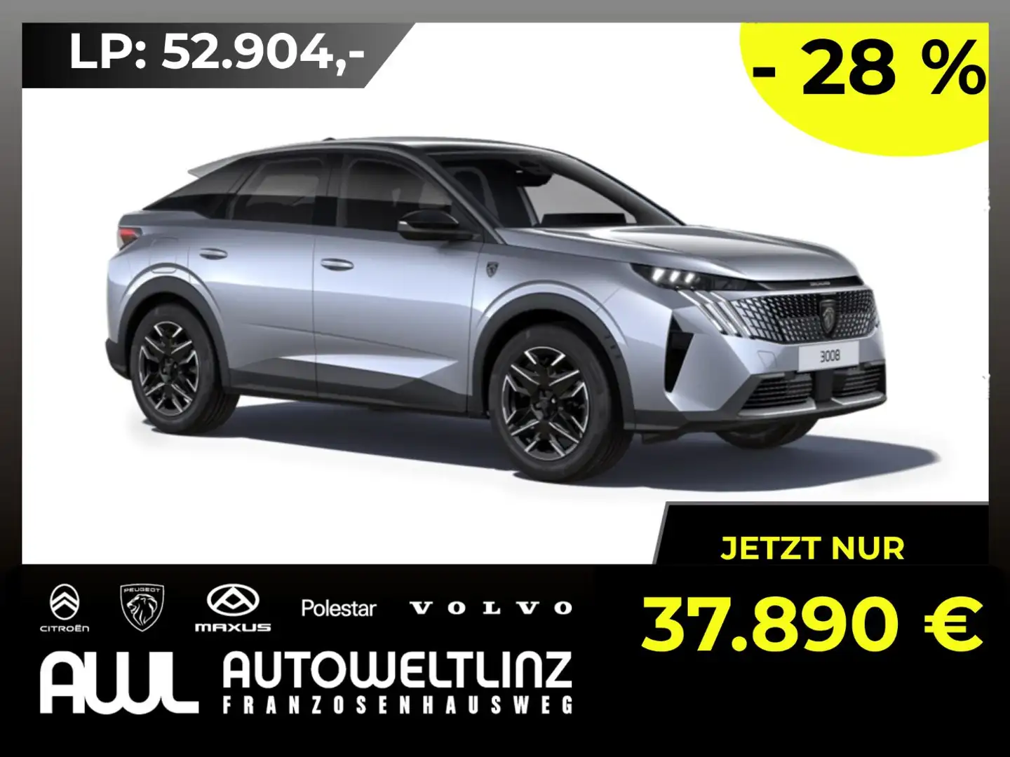 Peugeot 3008 Hybrid 145 E-DCS6 GT +AHK+PANO+ Grau - 1