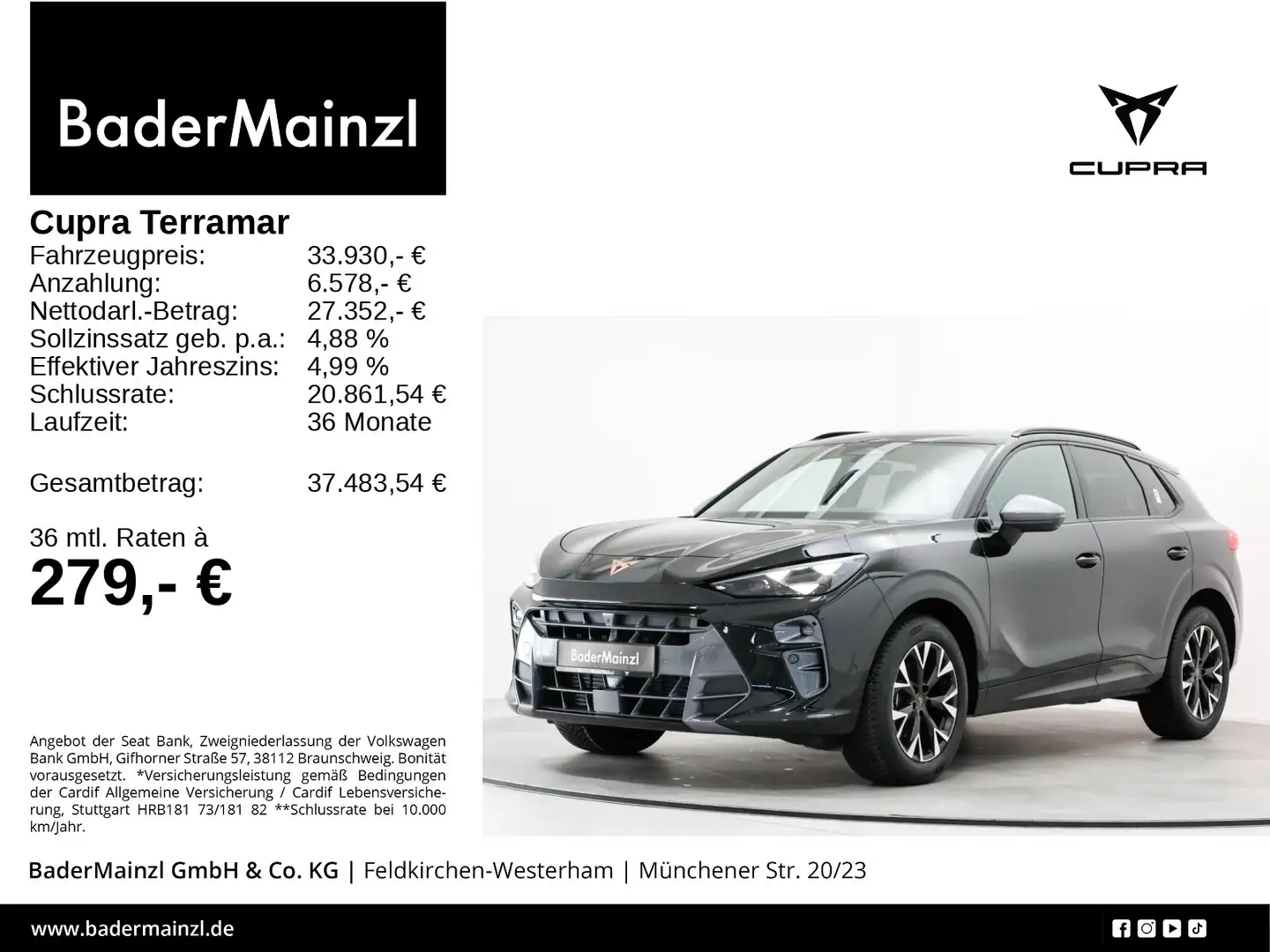 CUPRA Terramar 1.5 eTSI DSG Matrix HUD 360° ACC Navi Schwarz - 1
