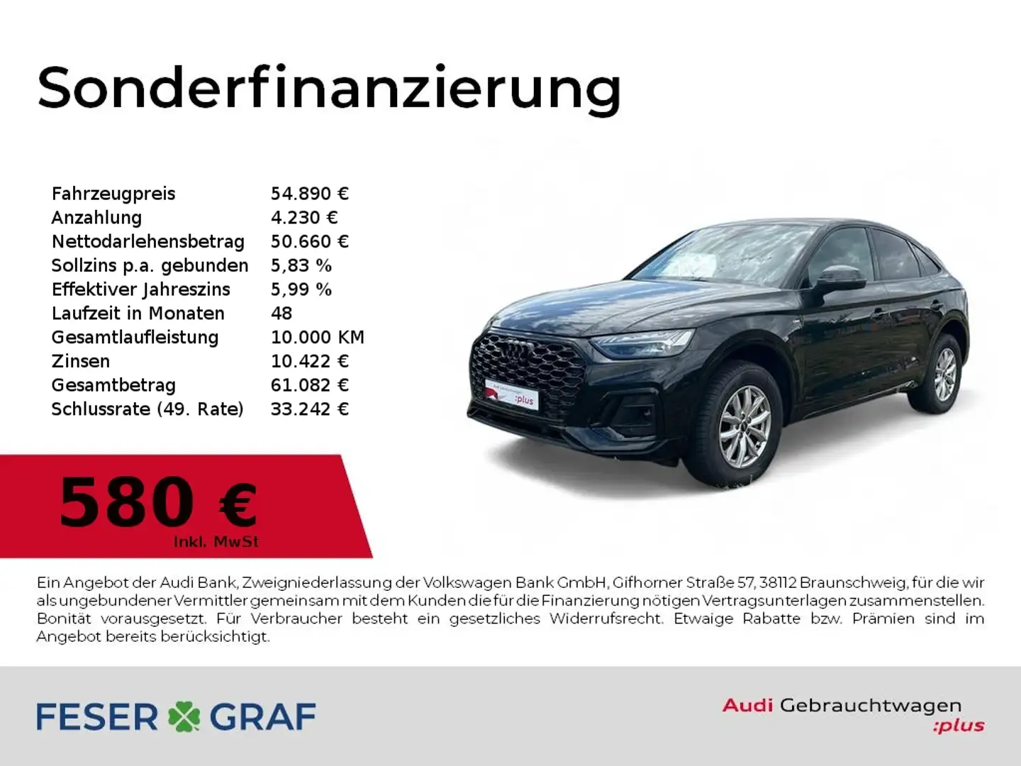 Audi Q5 Sportback S line 40TFSI quattro Matrix/360°Cam/Nav Schwarz - 1