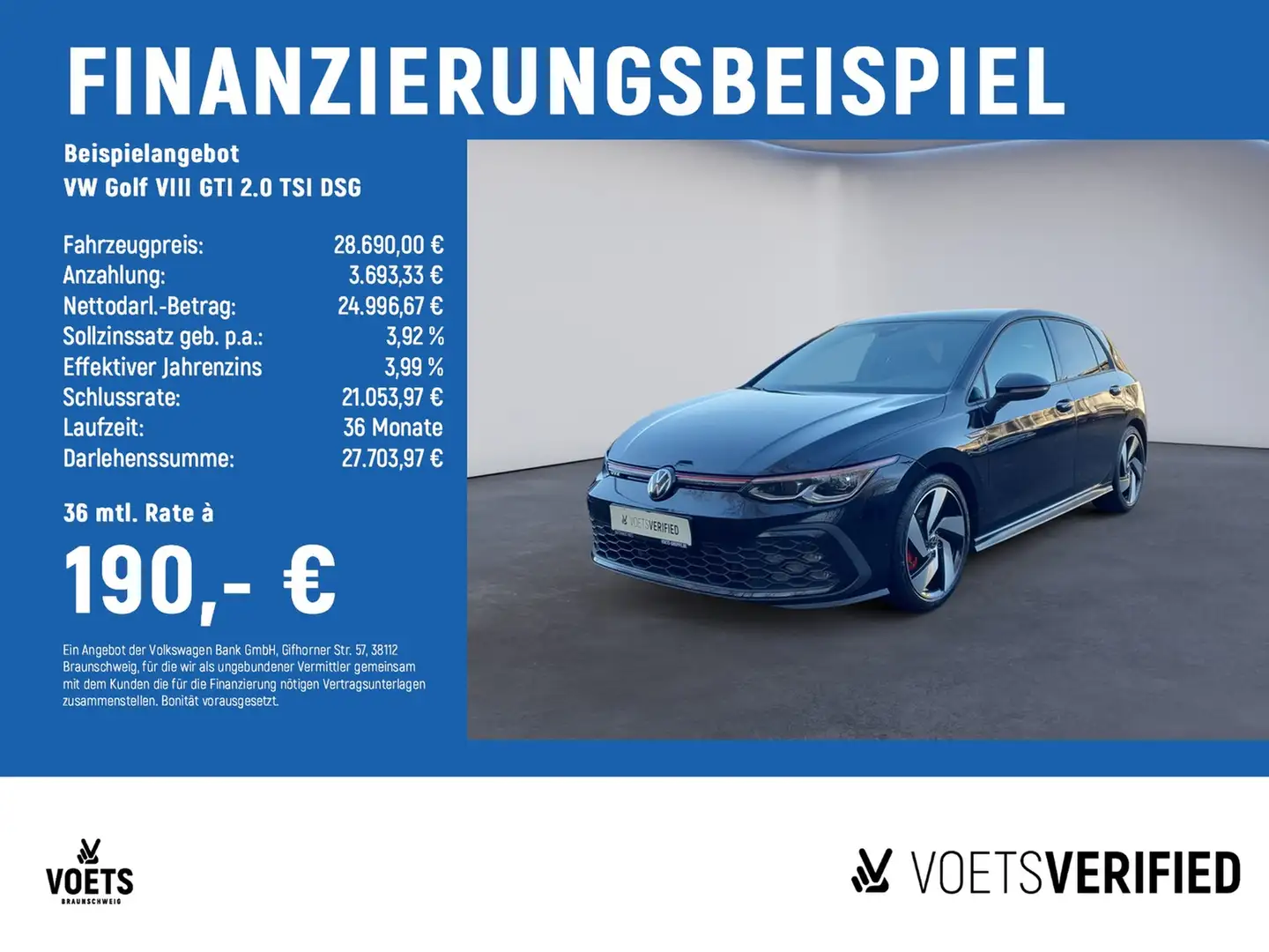 Volkswagen Golf VIII GTI 2.0 TSI DSG MATRIX-LED+RearView+ACC Schwarz - 2