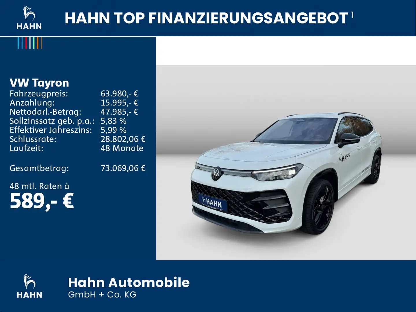 Volkswagen Tayron R-Line 2,0 l TSI OPF 4MOTION 265 PS DSG A Weiß - 2