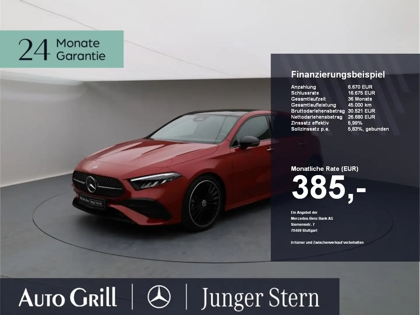 Mercedes-Benz A 180 AMG Night Pano Ambi 360 DistronicOD KeyGO Rot - 1