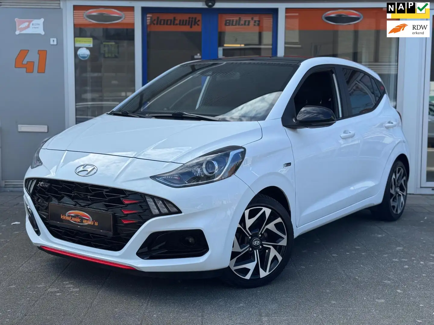 Hyundai i10 1.0 T-GDI N Line Navigatie Cruise CarPlay LM Velge Weiß - 1