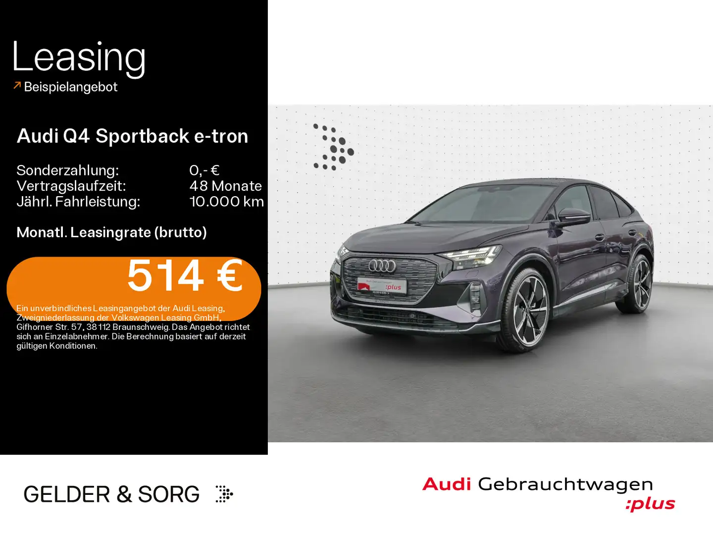 Audi Q4 e-tron Q4 Sportback 45 e-tron qu. S line 0,25%*SONOS*AH Violett - 1