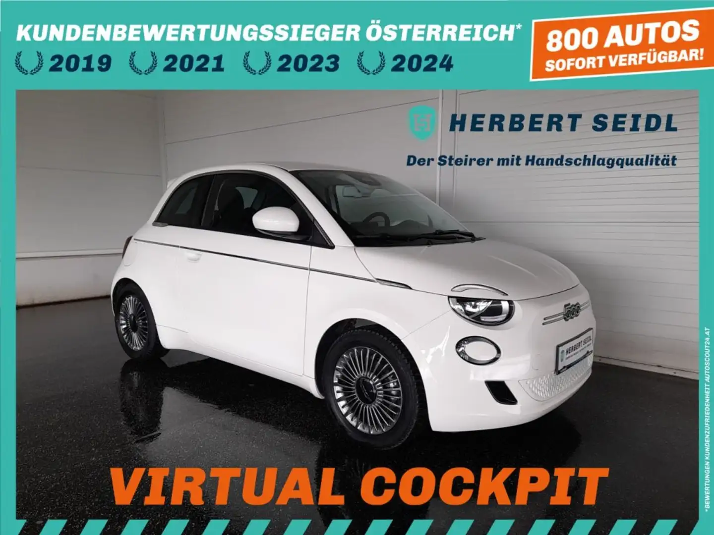 Fiat 500 e 42 kWh Aut *LED / STANDHEIZUNG / NAVI / VIRTUELL / TEMPOMAT / KLIMAAUTOMATIK* Weiß - 1
