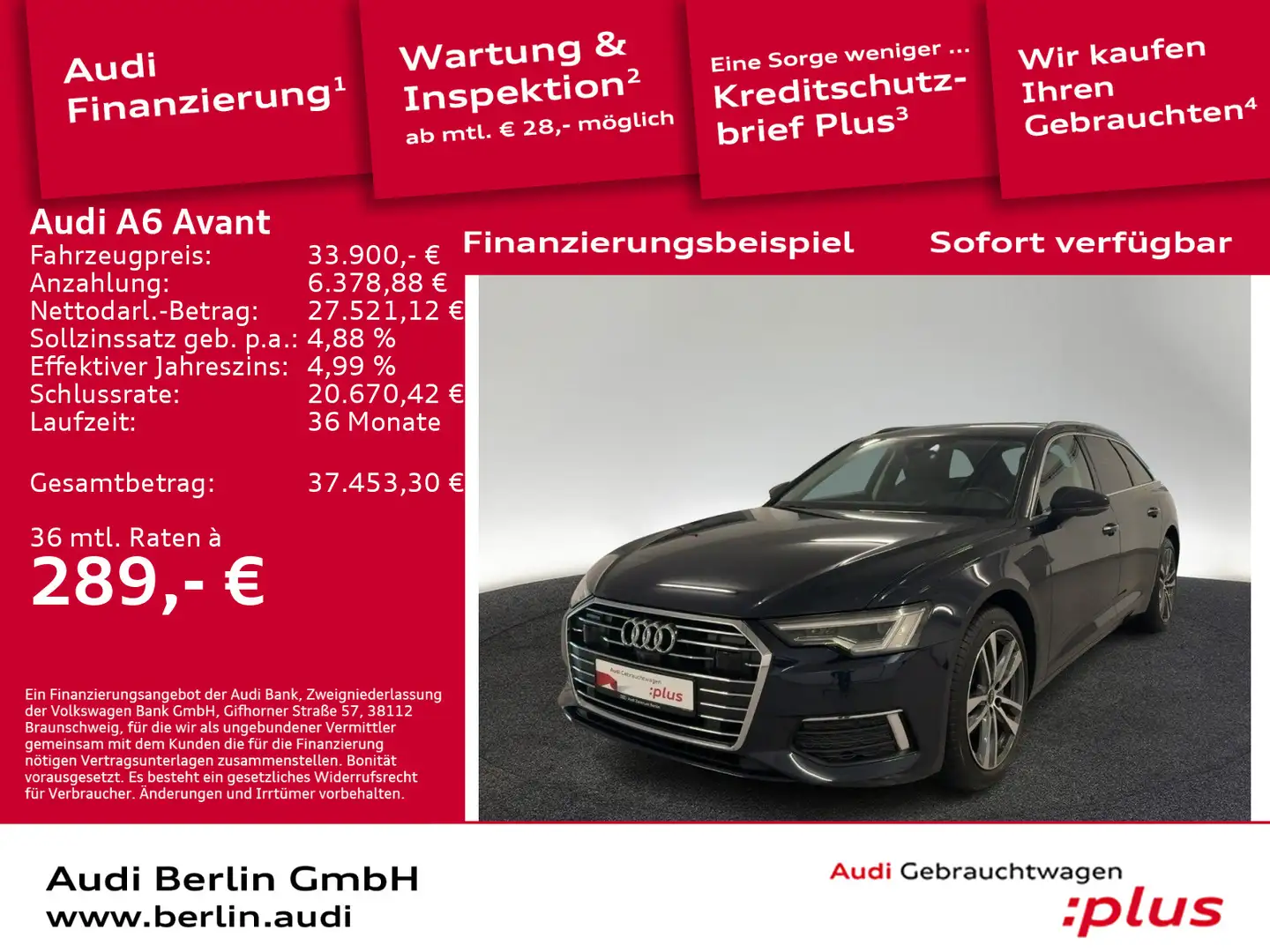 Audi A6 Design 40 TDI qu.S tr. STDHZG 360°K HUD Blauw - 1