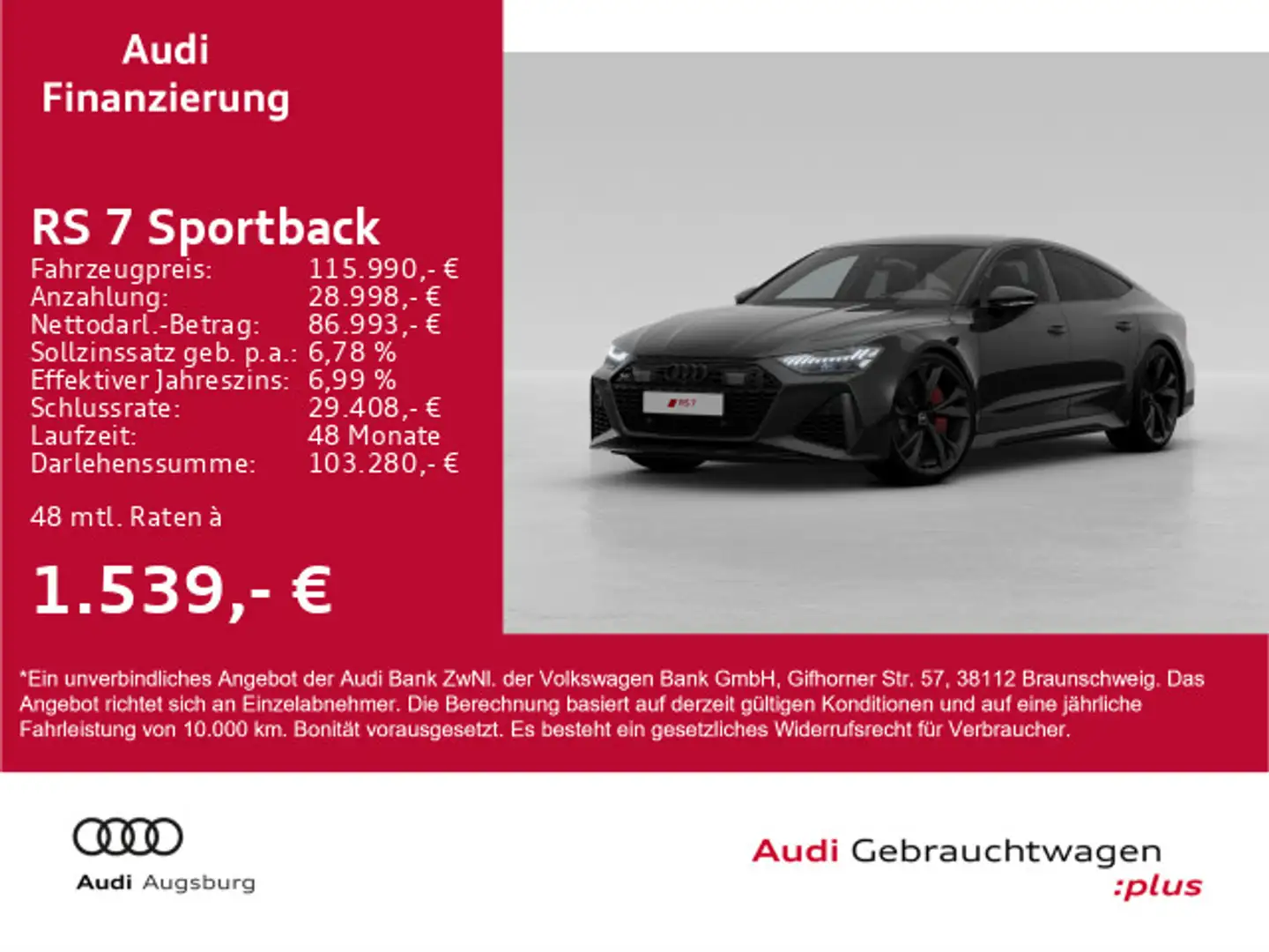 Audi RS7 *UPE 176T€ V/max.305*KERAMIK*22"* Schwarz - 1