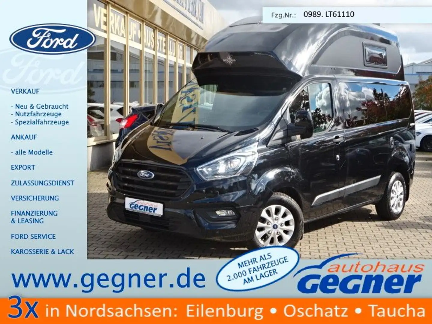 Ford Transit Custom Nugget Hochdach 185PS Autm. Navi Kamera Schwarz - 1