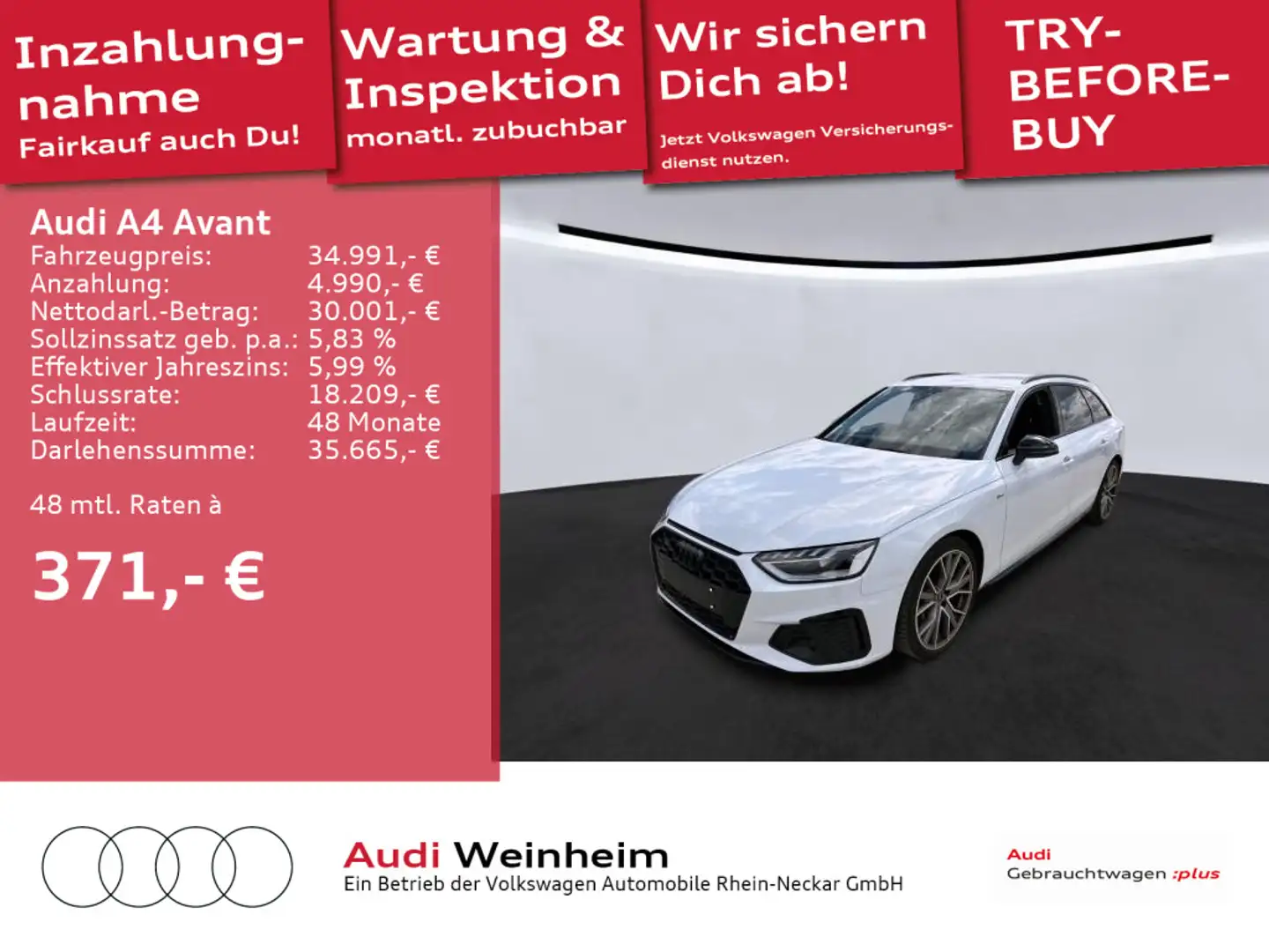 Audi A4 40 TFSI Edition S-Line competition-plus Weiß - 1