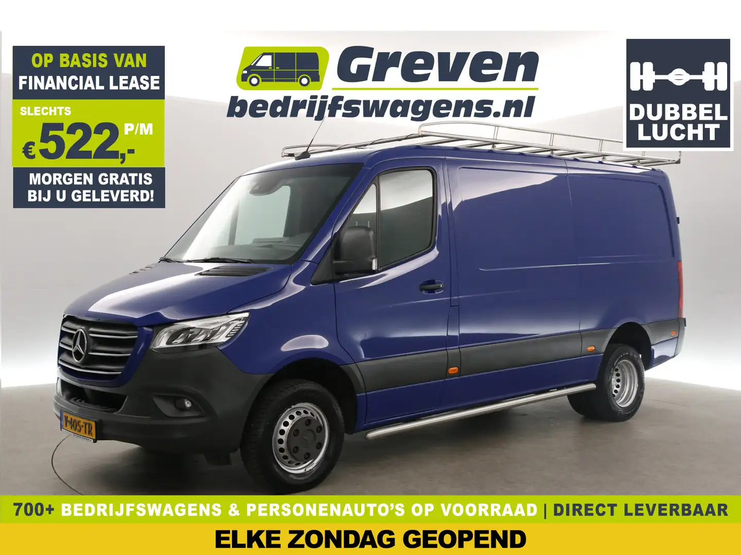 Mercedes-Benz Sprinter 3.0 V6 319CDI L2H1 191PK 3000KG Trekgew. Dubbelluc Bleu - 1