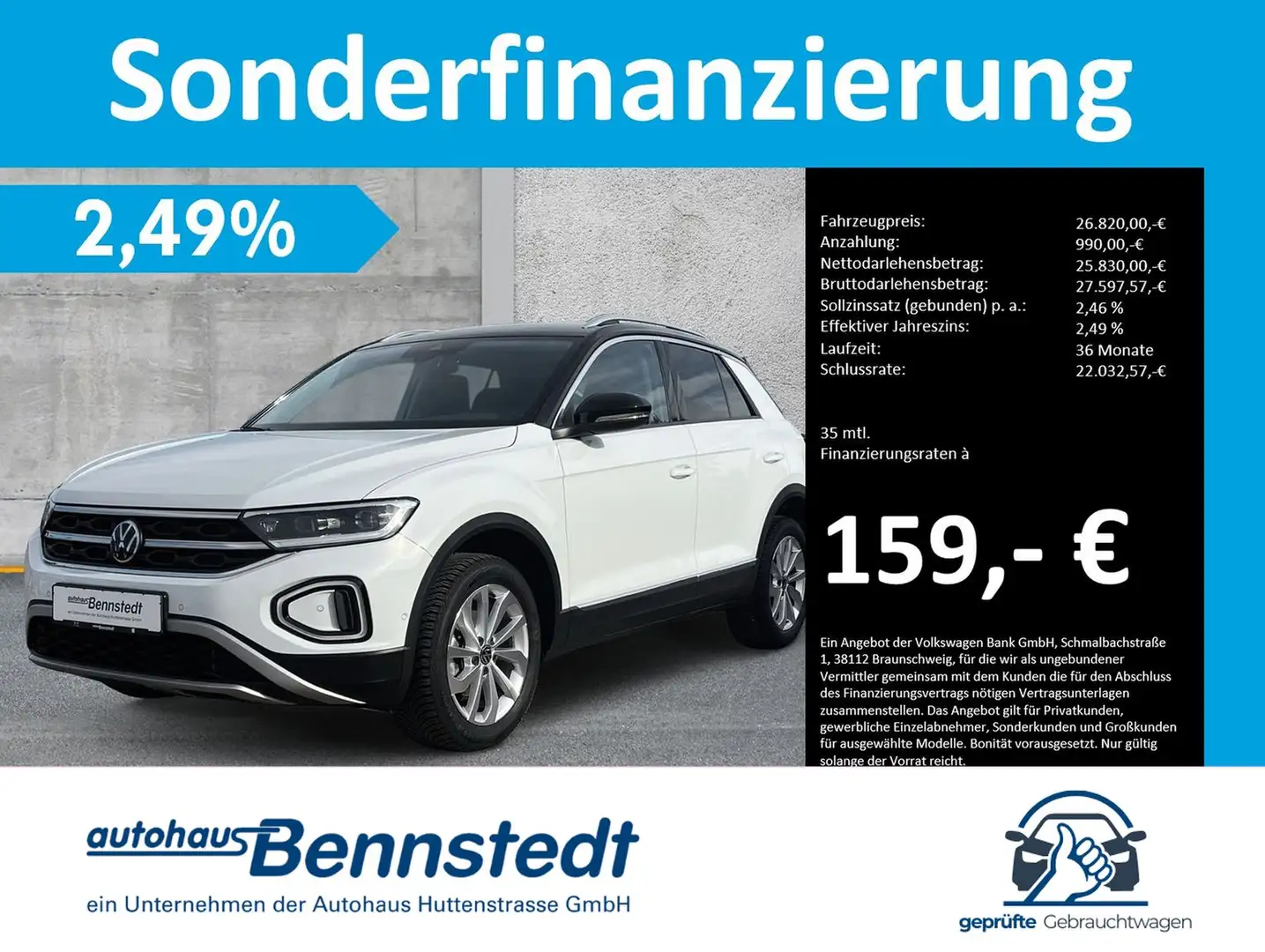 Volkswagen T-Roc 1.5 TSI DSG Style LED+ NAVI MASSAGE AHK Weiß - 1