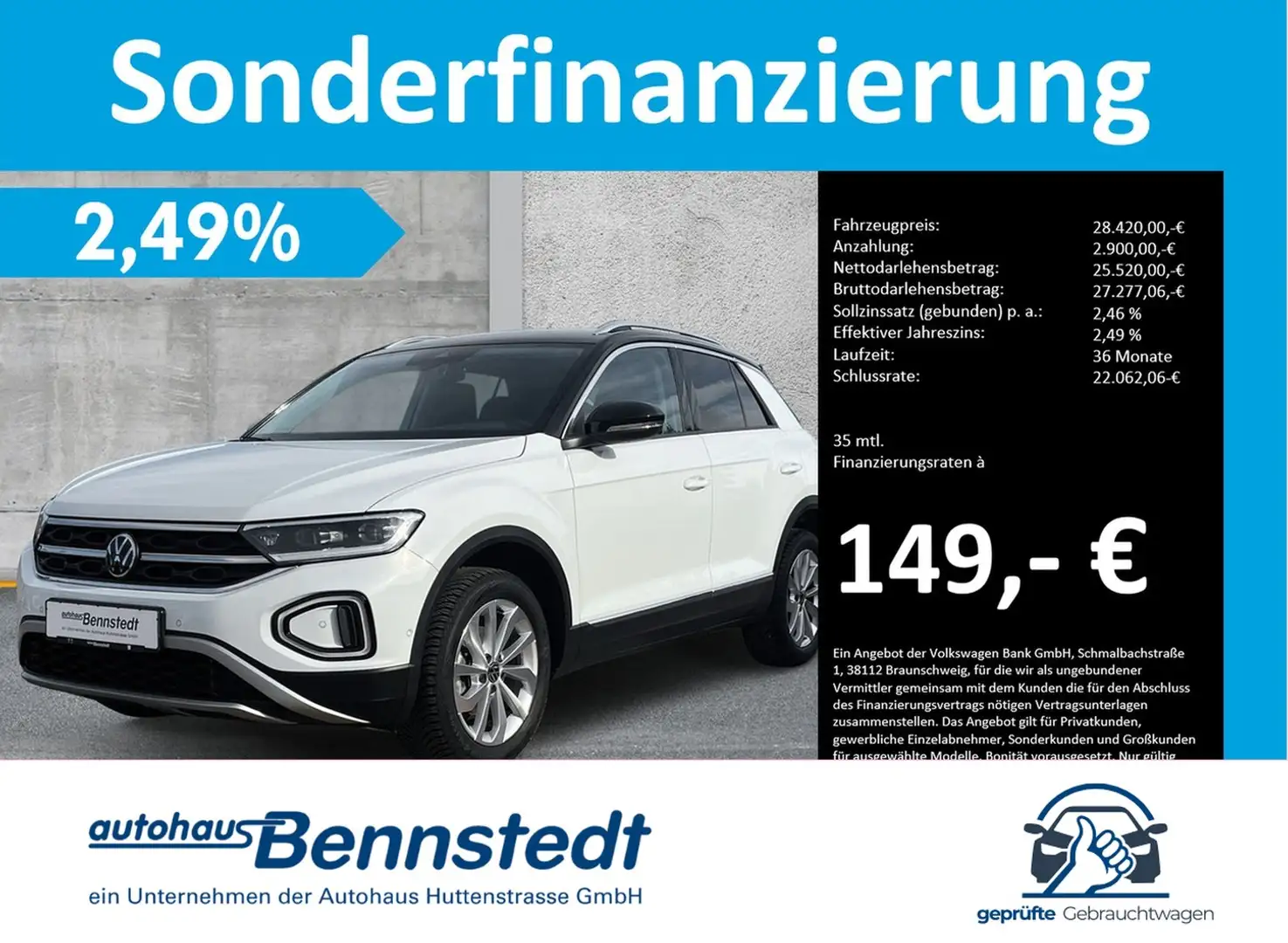 Volkswagen T-Roc 1.5 TSI DSG Style LED+ NAVI MASSAGE AHK Blanc - 1