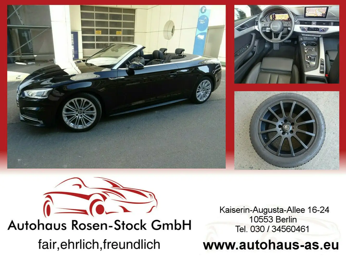 Audi A5 40 TDI Quattro Cabrio S-Line Sport,Autom,Leder,Nav Schwarz - 1