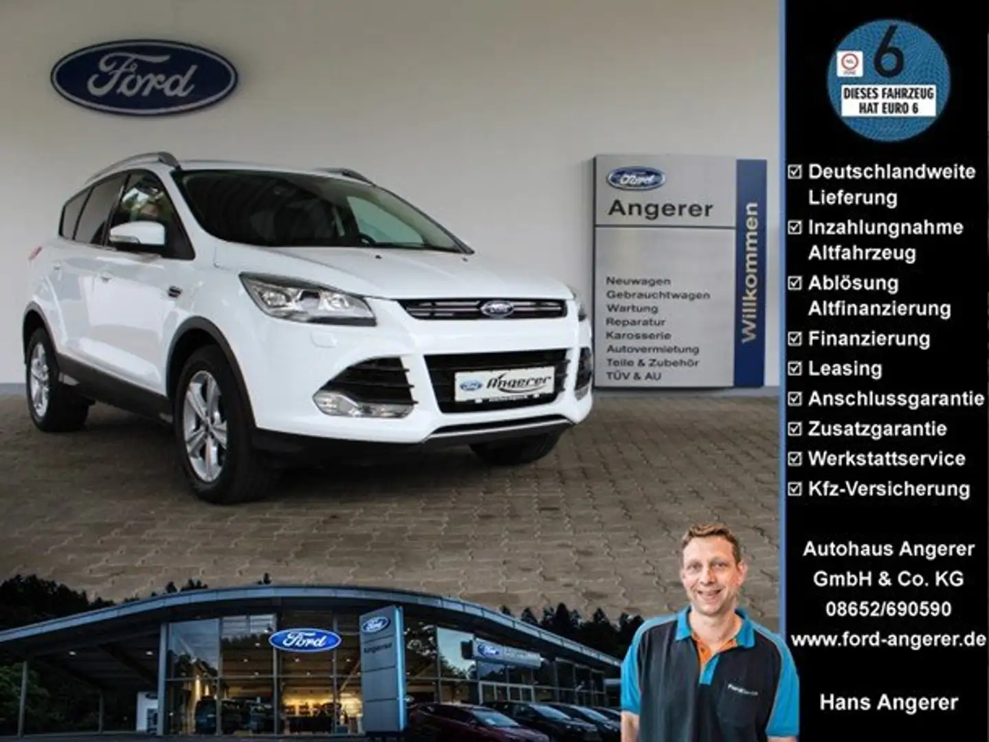 Ford Kuga Titanium 4x4 Navi,BT,USB,Xenon,Pano,PDC,WinPak,8F Weiß - 1